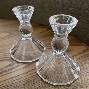 24% Lead Crystal Candle‎ Stick  Holders Set Of 2